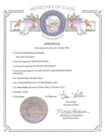 Apostille of Marriage Certificate