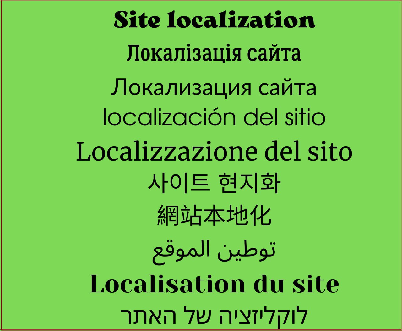 Локализация сайта.